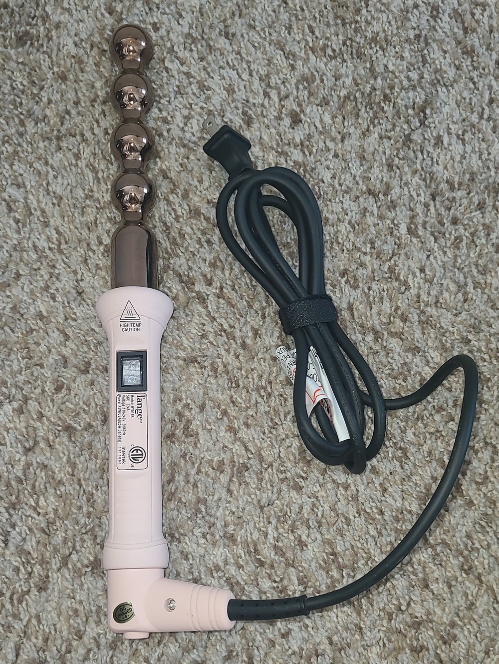 L'AGENCE Pink and Rose Gold Beaded Curling Wand
